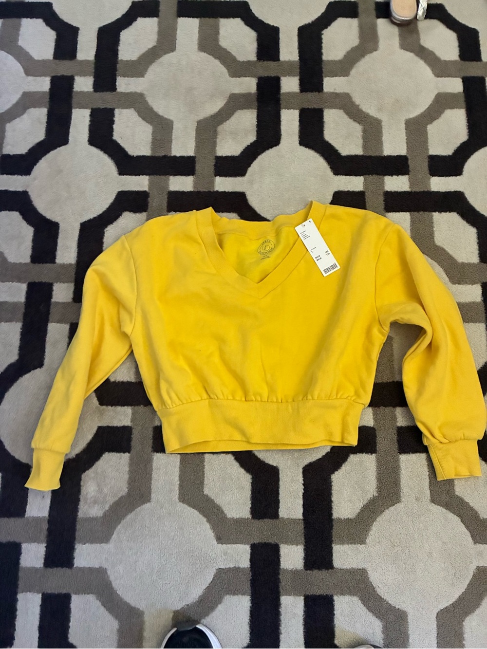 NWT Urban outfitters Cropped V-Neck Yellow Sweatshirt Small
